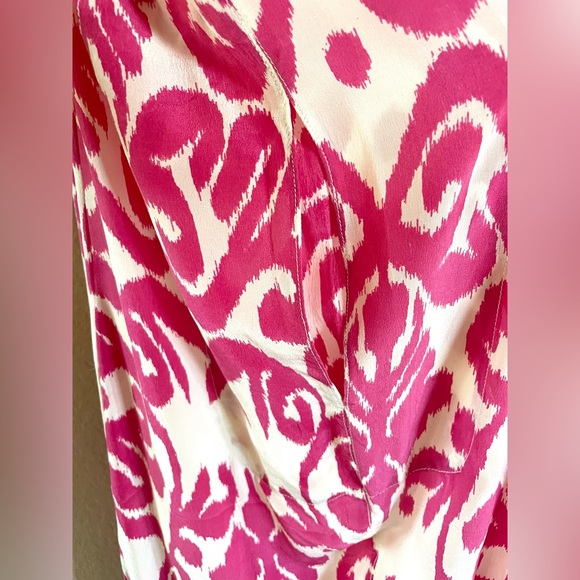 Sheridan French Melissa Dress Fluoro Pink Ikat Silk Maxi Size 4 Resort Chic - Picture 5 of 7